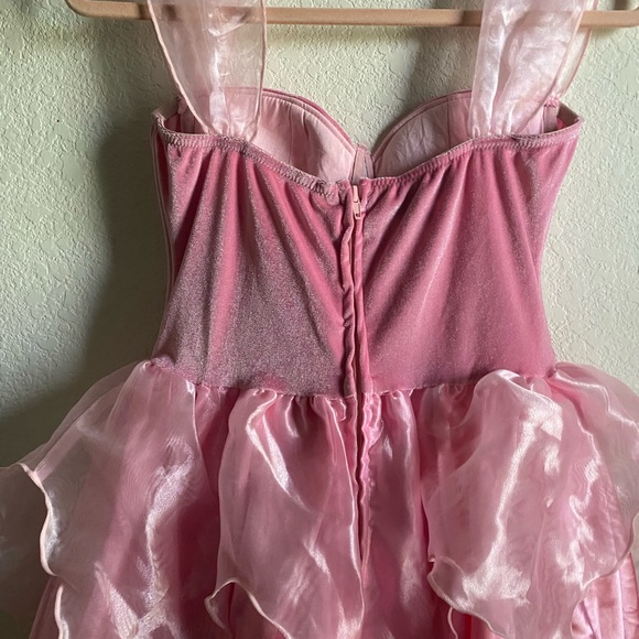 Dolls Kill Trickz N Treatz Enchanting Princess Pink  Velvet Bodice Mini Dress M - Picture 11 of 14